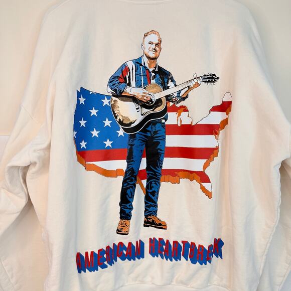 Zach Bryan American Heartbreak Official Tour Merch Crewneck Sweatshirt Cream XL - Picture 7 of 8